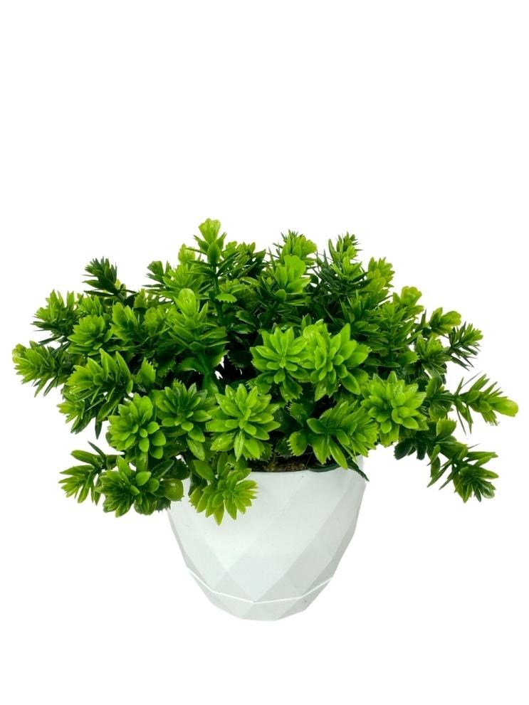 Yapay Çiçek Beyaz Saksıda Lotus Dekoratif Masa Çiçeği 15cm