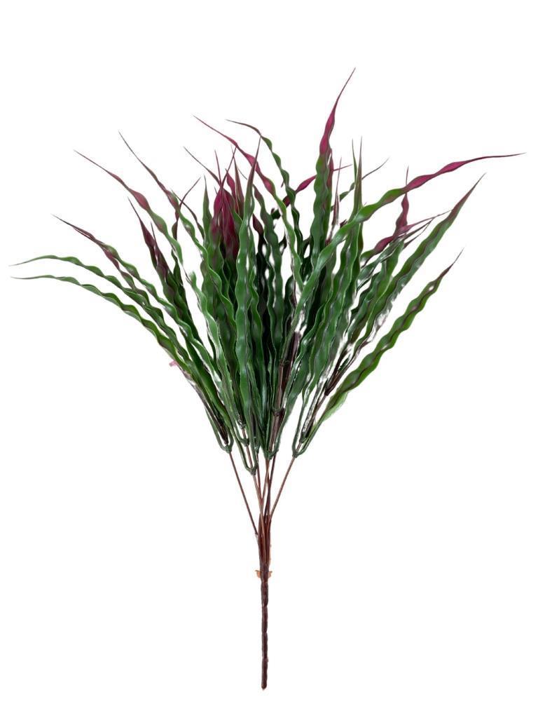 Yapay Çiçek BordoYeşil Kalın Kıvrımlı Saz Garnitür Aradal Dekoratif Yapay Bitki 45cm