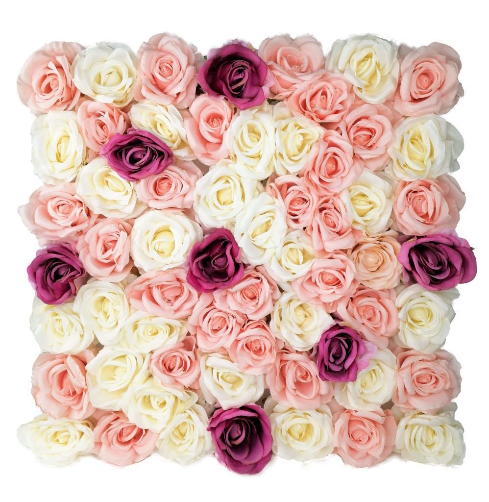 Yapay Çiçek Dekoratif Gül Panel Duvar Kaplama Gül Duvarı Aksesuar 55X55