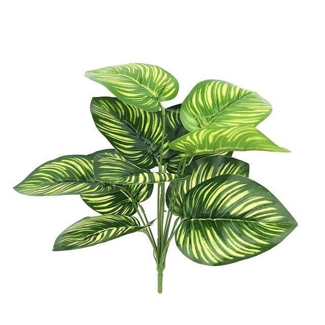 Yapay Çiçek Demet Difenbahya Sarı Çizgili 12Dal 55cm Salon Çiçeği Yapay Bitki
