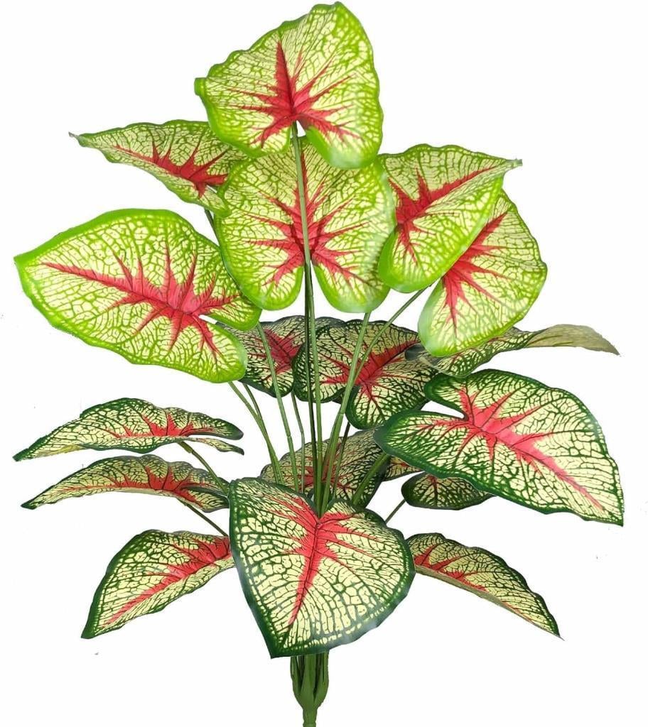 Yapay Çiçek Demet Tropik Kızıl Caladium 18 Dal 70 cm Salon Çiçeği Yapay Bitki