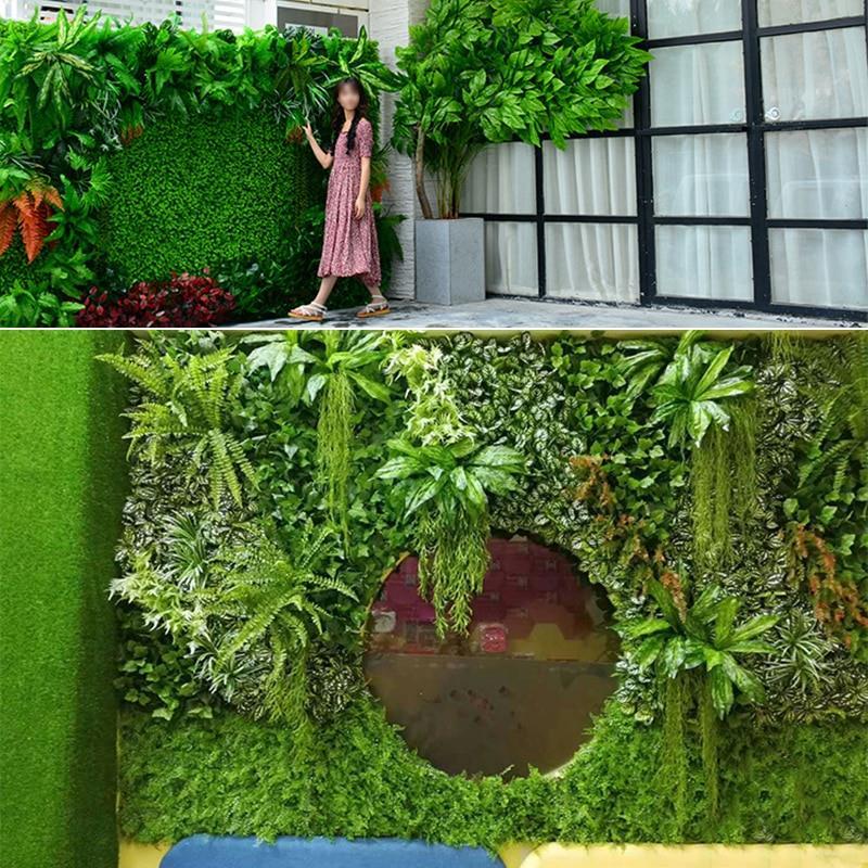 Yapay Çiçek Duvar Kaplama Panel Şimşir Tabaka 40x60 cm Yeşil Dik Duvar  Uygulama