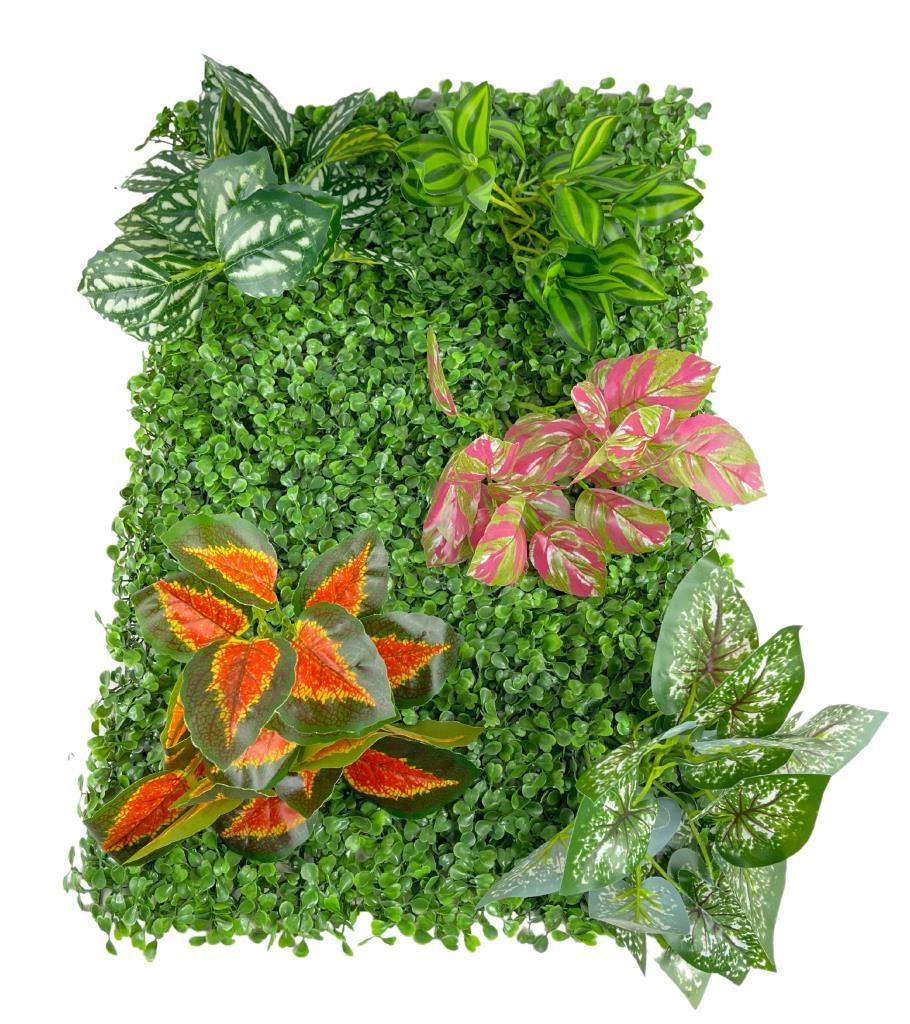 Yapay Çiçek Duvar Kaplama Panel Şimşir 40*60 5Demet Yeşil Bitki Dik Duvar Uygulama Çiçeği