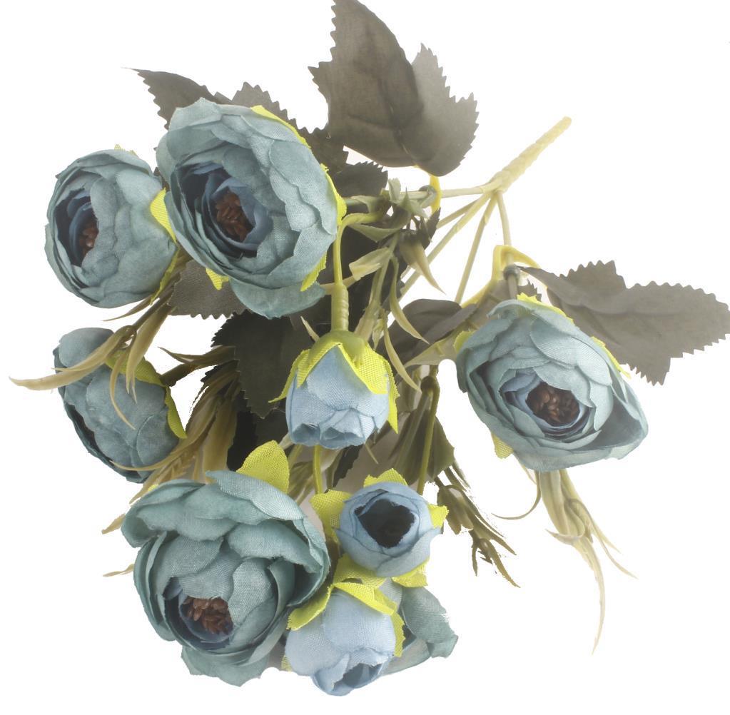 Yapay Çiçek Erengül Yapay Gül Demeti 6 Çiçekli TURKUAZ