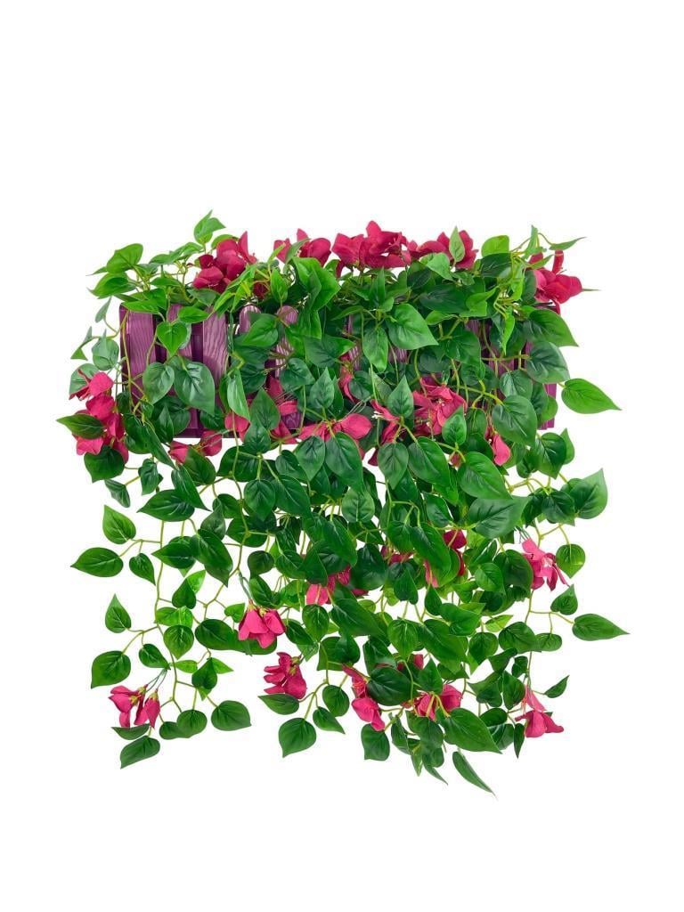 Yapay Çiçek Fuşya Begonvil li Mor Çit Balkon Saksısı 55*35cm 70cm Sarkar