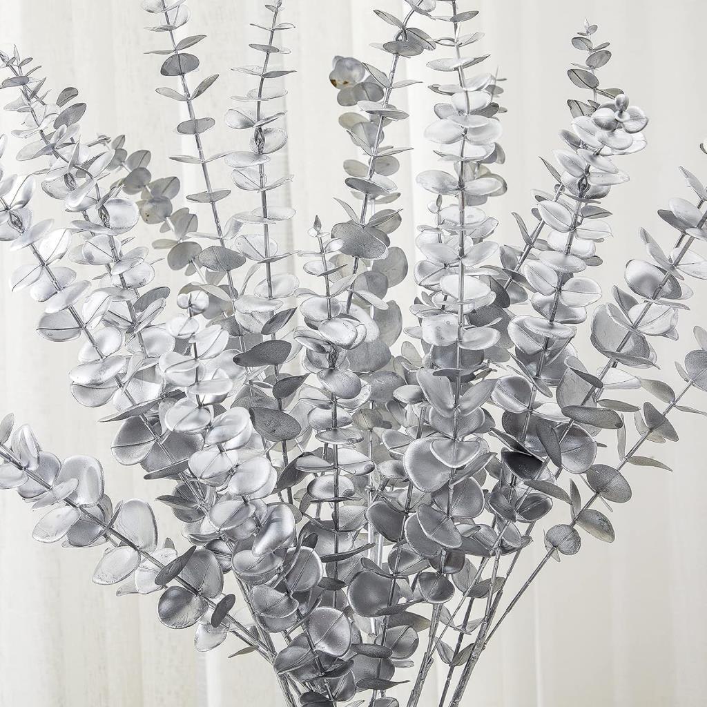 Yapay Çiçek Gümüş Renk Okaliptus 3Dallı Uzun Dal 76cm Eucalyptus