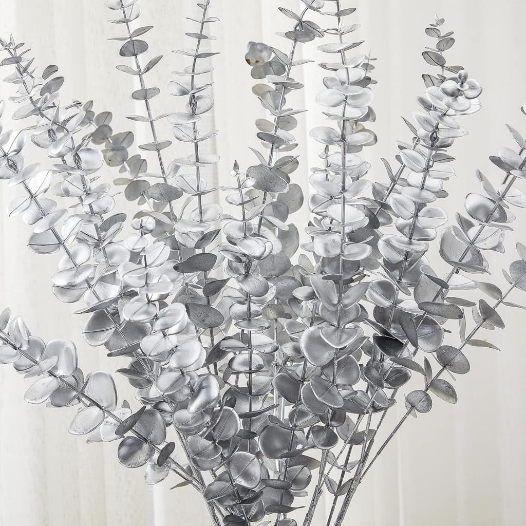 Yapay Çiçek Gümüş Renk Okaliptus 3Dallı Uzun Dal 76cm Eucalyptus