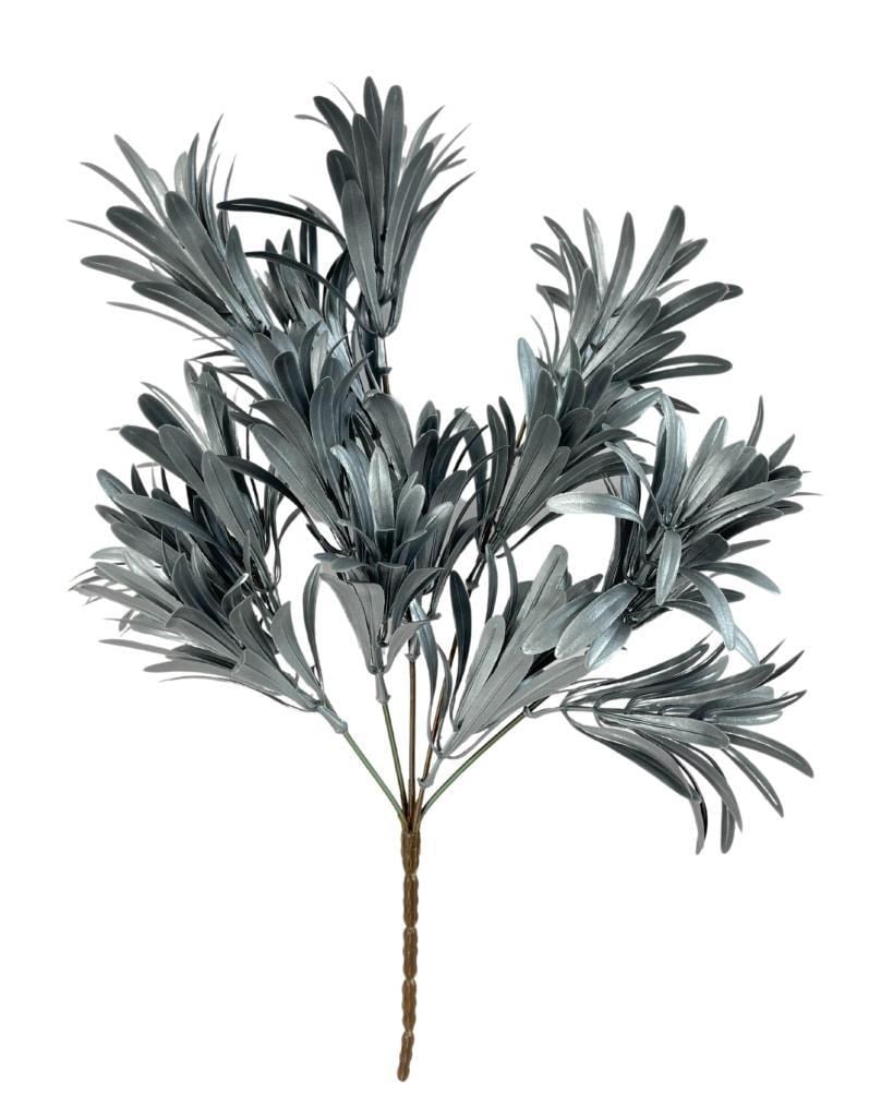 Yapay Çiçek Gümüş Renk Podocarpus Demeti 5 dal Garnitür Aradal Dekoratif Yapay Bitki