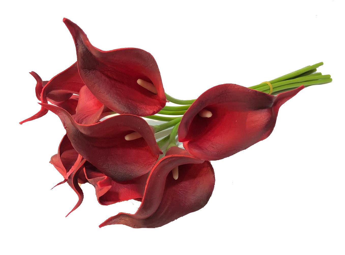 Yapay Çiçek Islak Gala Gerçeksi Eva Malzeme Cala Flower 8li BORDO
