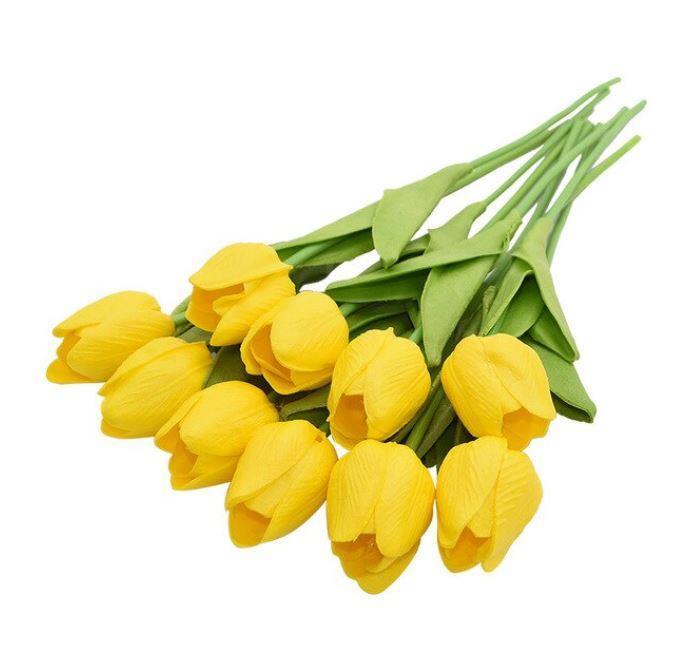 Yapay Çiçek Islak Lale Gerçeksi Doku 10lu SARI