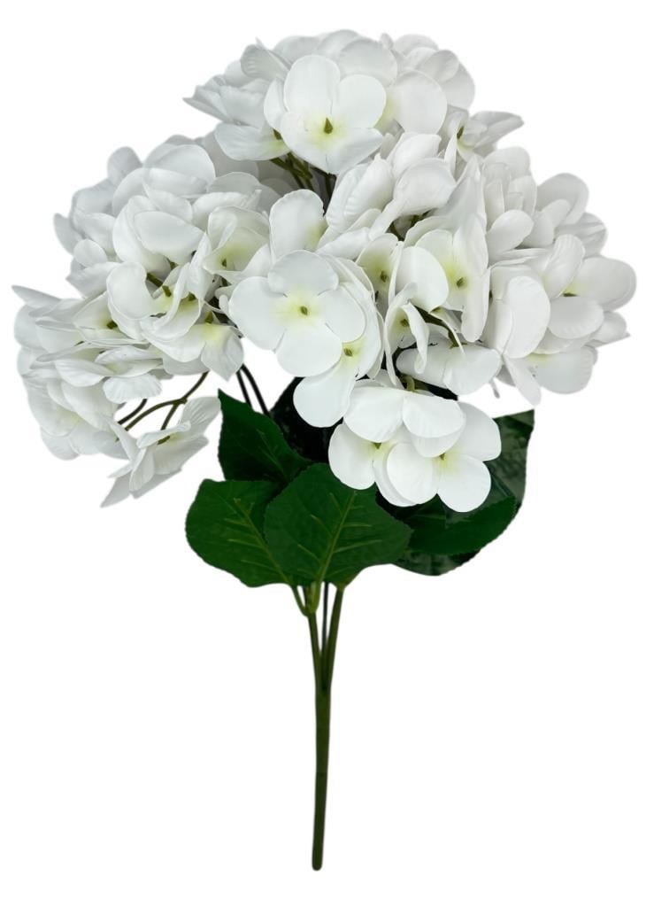 Yapay Çiçek Islak Ortanca Çiçeği Beyaz 45cm 5Dal Islak Gerçeksi Dokulu 