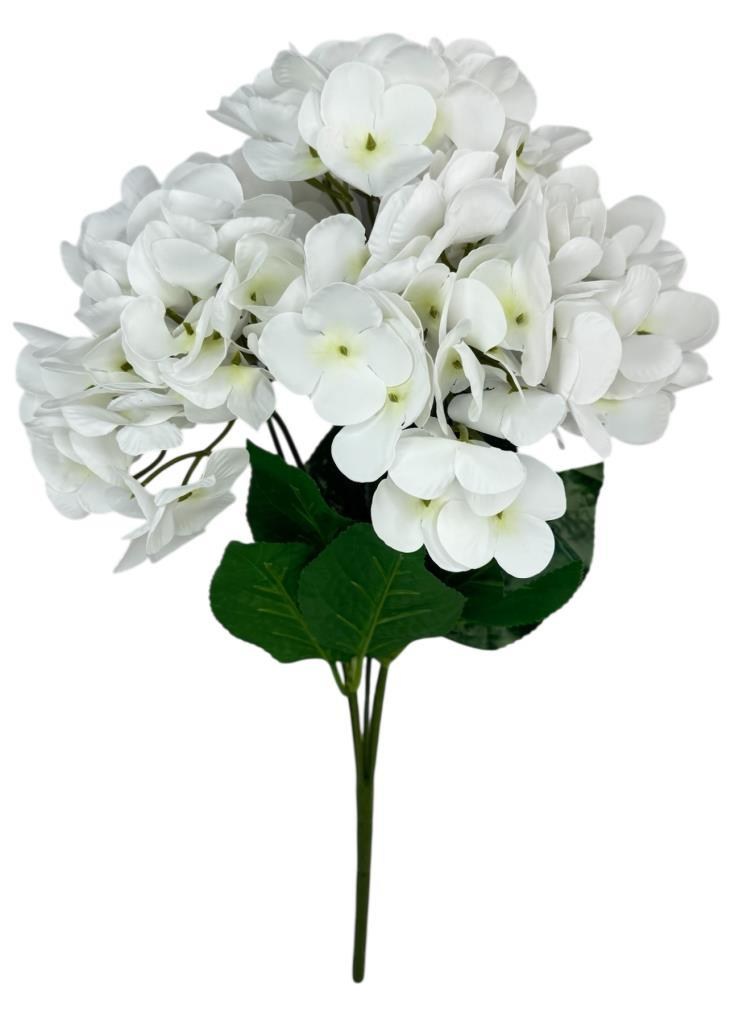Yapay Çiçek Islak Ortanca Çiçeği Beyaz 45cm 5Dal Islak Gerçeksi Dokulu 
