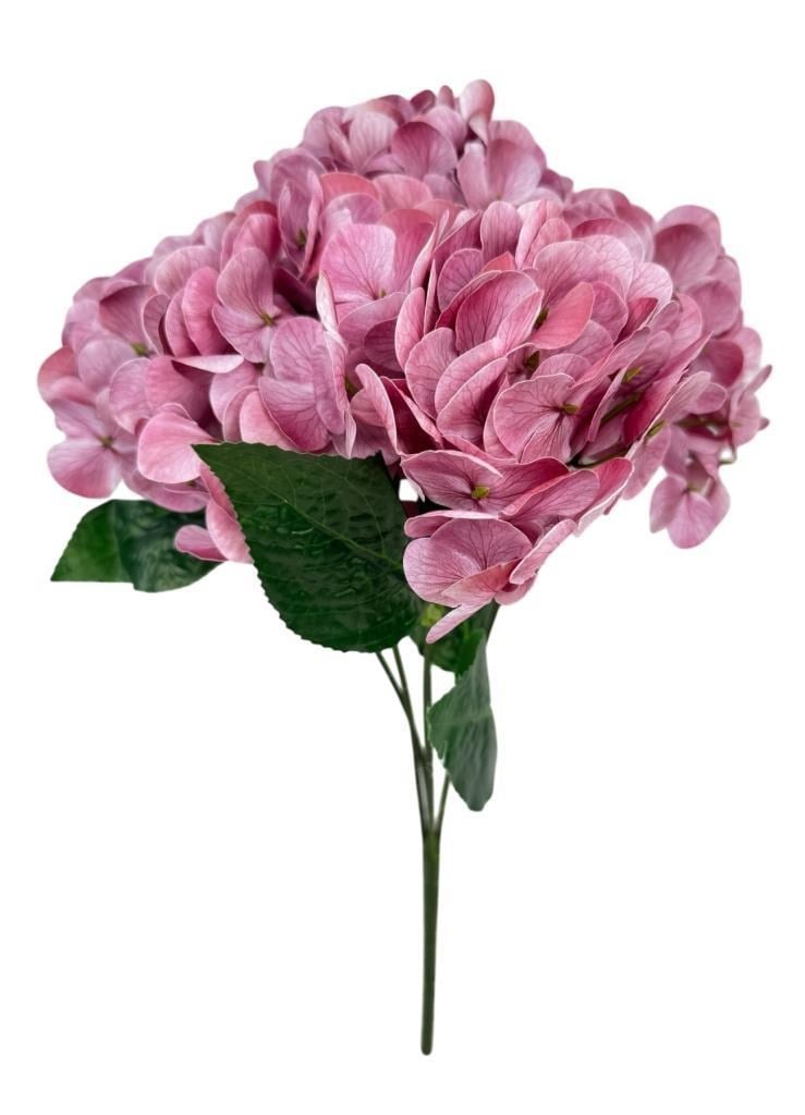 Yapay Çiçek Islak Ortanca Çiçeği Pembe Koyu 45cm 5Dal Islak Gerçeksi Dokulu 