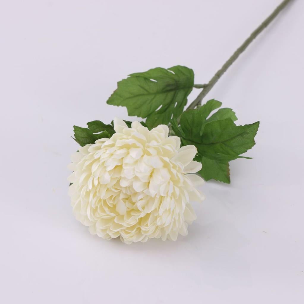 Yapay Çiçek Krizantem Beyaz 90cm Tek Dal Kumaş Çiçek Uzun Dal