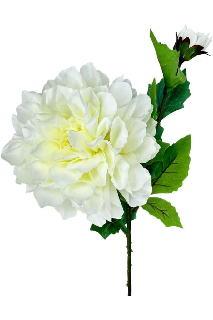 Yapay Çiçek Krizantem Beyaz Tek Dal Tomurcuklu 65*17cm Kumaş Çiçek Uzun Dal
