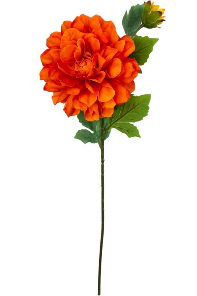 Yapay Çiçek Krizantem Orange Turuncu Tek Dal Tomurcuklu 65*17cm Kumaş Çiçek Uzun Dal