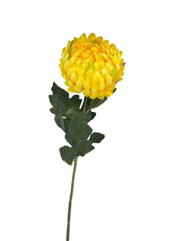 Yapay Çiçek Krizantem Sarı Açık 90cm Tek Dal Kumaş Çiçek Uzun Dal