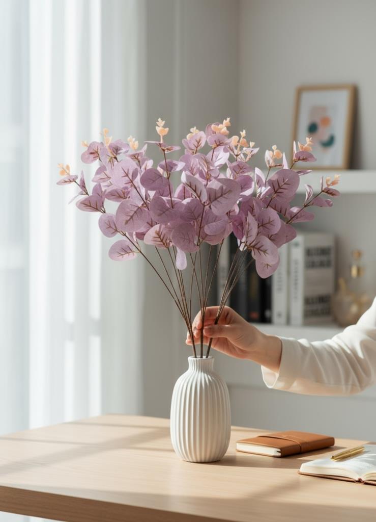 Yapay Çiçek Lila Okaliptus Aradal Arajman Çiçeği Eucalyptus