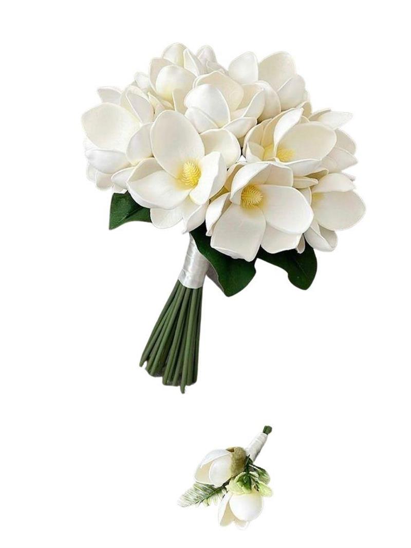 Yapay Çiçek Manolya Letex Eva Magnolia 33cm Beyaz Krem