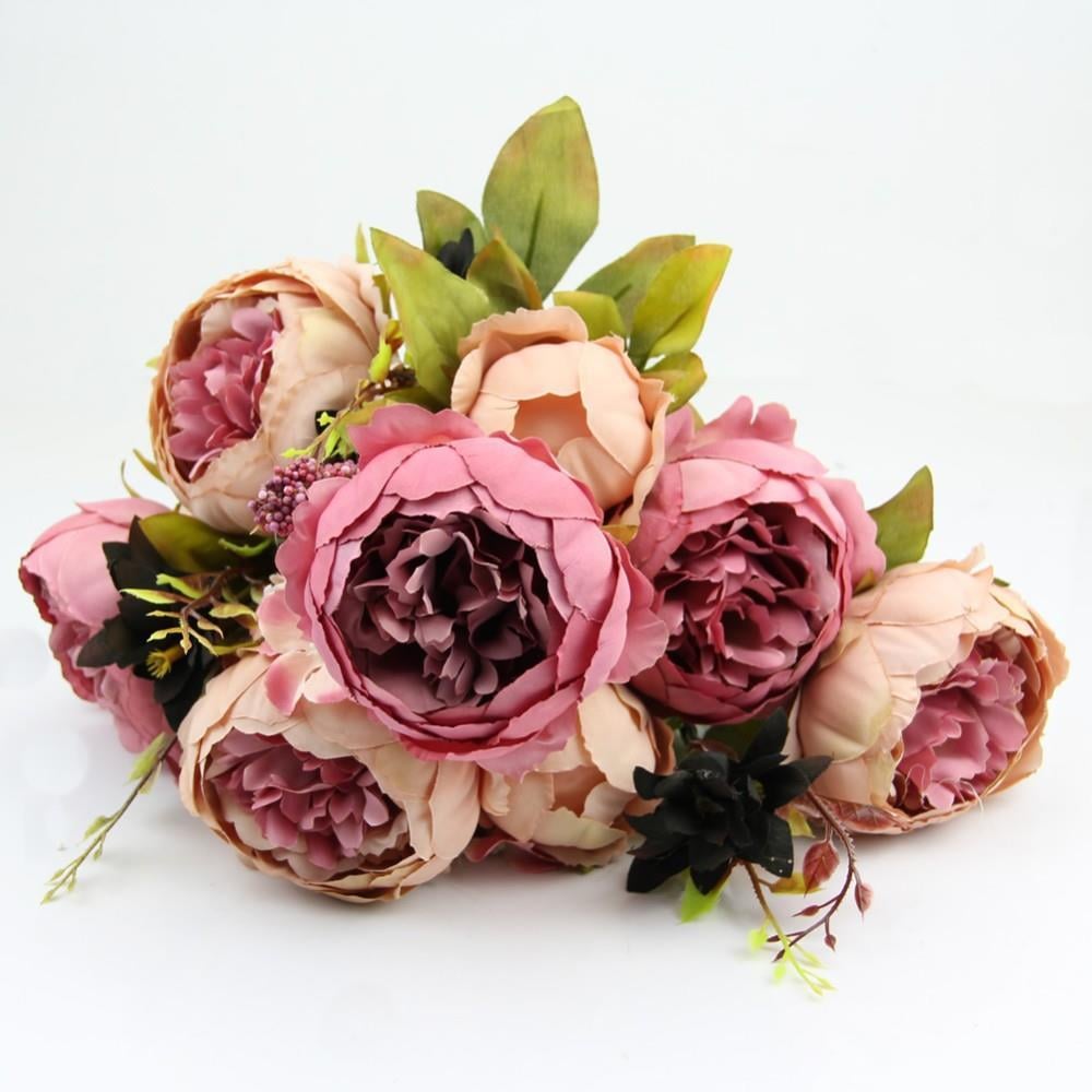 Yapay Çiçek Marsilya Gülü Şakayık Erengül Büyük Boy Demet Fuşya