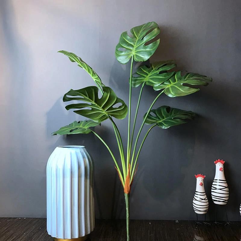 Yapay Çiçek Monstera Yaprağı Yeşil Renk 7 Başlı 7 Kafalı Yapay Yaprak
