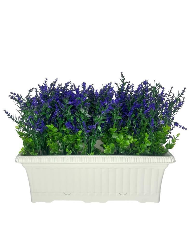 Yapay Çiçek Mor Lavanta Küpeşte Askılı Saksıda Balkon Çiçeği Çiçek Sepeti