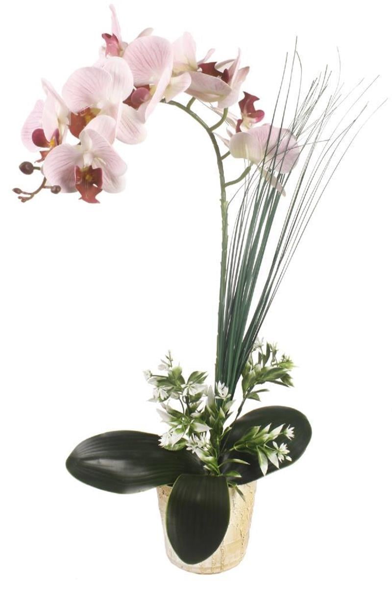 Yapay Çiçek Orkide Seramik Saksıda Açık Pembe Islak Orkide