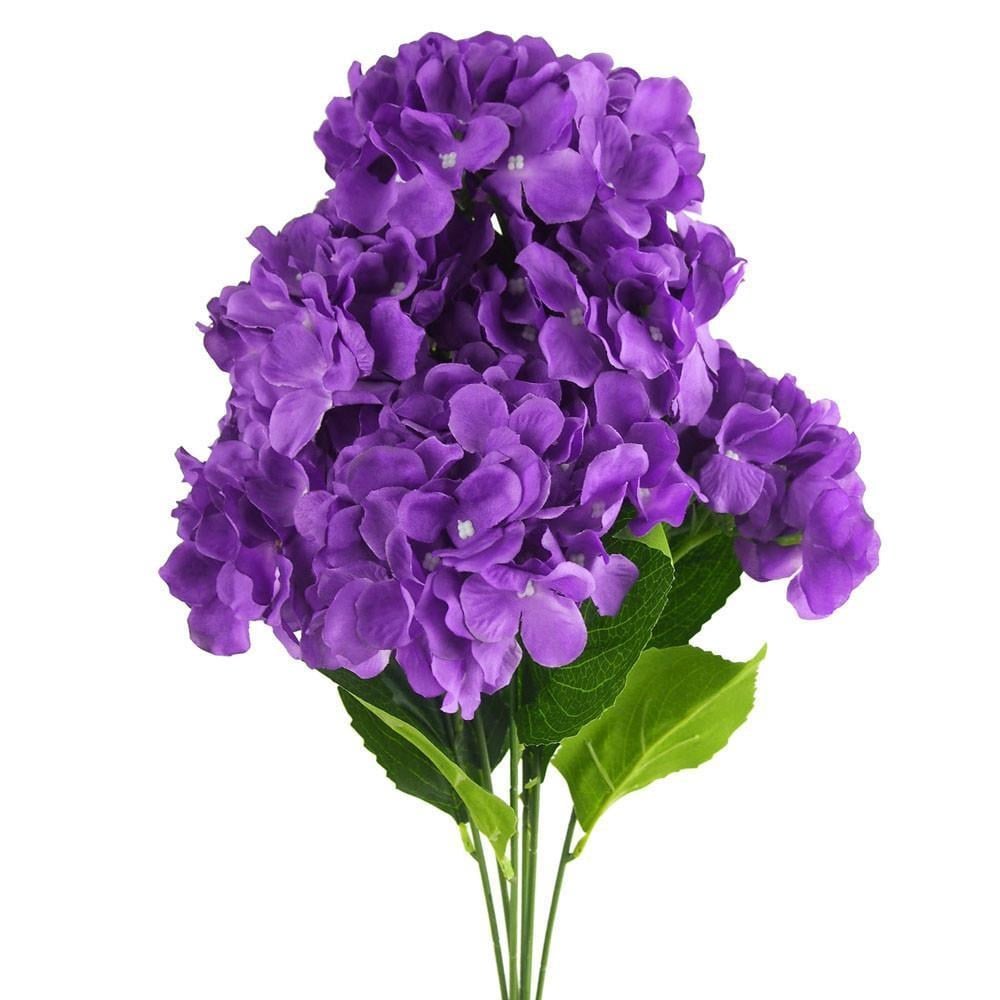 Yapay Çiçek Ortanca Çiçeği Demeti 43 cm Mor Koyu