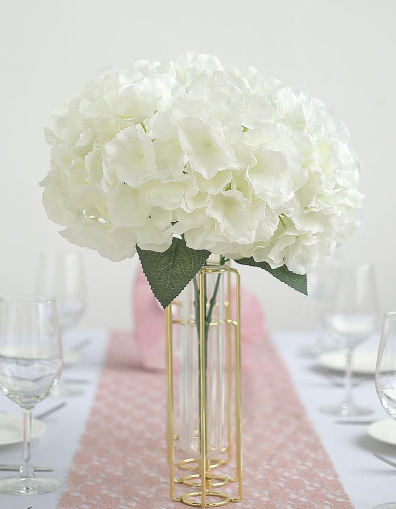 Yapay Çiçek Ortanca Demeti Beyaz 5 Kafalı Büyük Boy 43 cm 