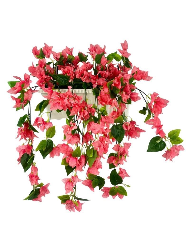 Yapay Çiçek Pembe Begonvil Küpeşte Askılı Saksıda Balkon Çiçeği Çiçek Sepeti