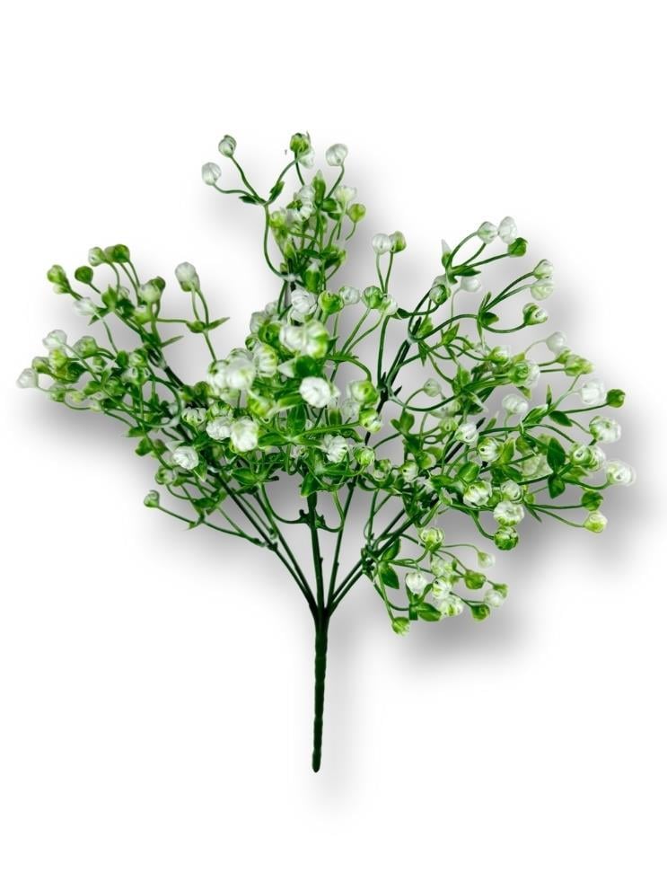 Yapay Çiçek Plastik Yeşil Beyaz Cipso Tohumcuk Demeti 5 Dallı Gelin Çiçeği Ve Aranjman Aradal Çiçeği