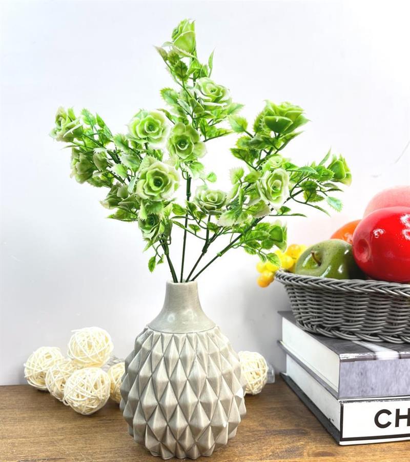 Yapay Çiçek Plastik Yeşil Beyaz Mini Gül Demeti Garnitür Aradal Dekoratif  Yapay Bitki