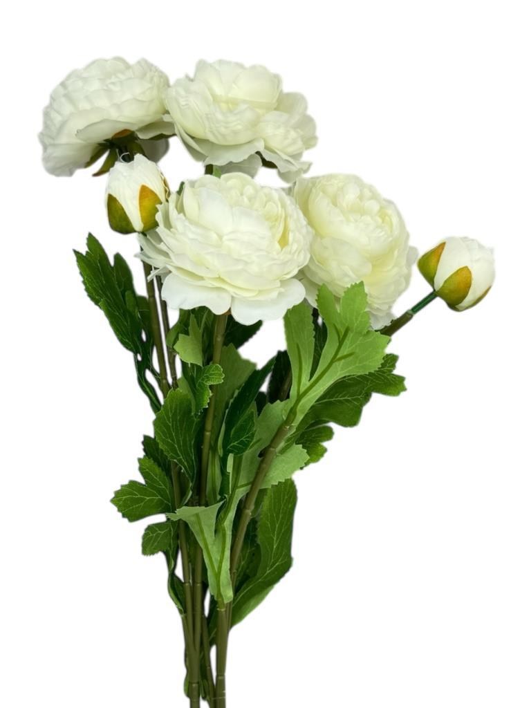 Yapay Çiçek Şakayık Çiçeği Beyaz Renk 2 Çiçek 1 Tomurcuk 50Cm