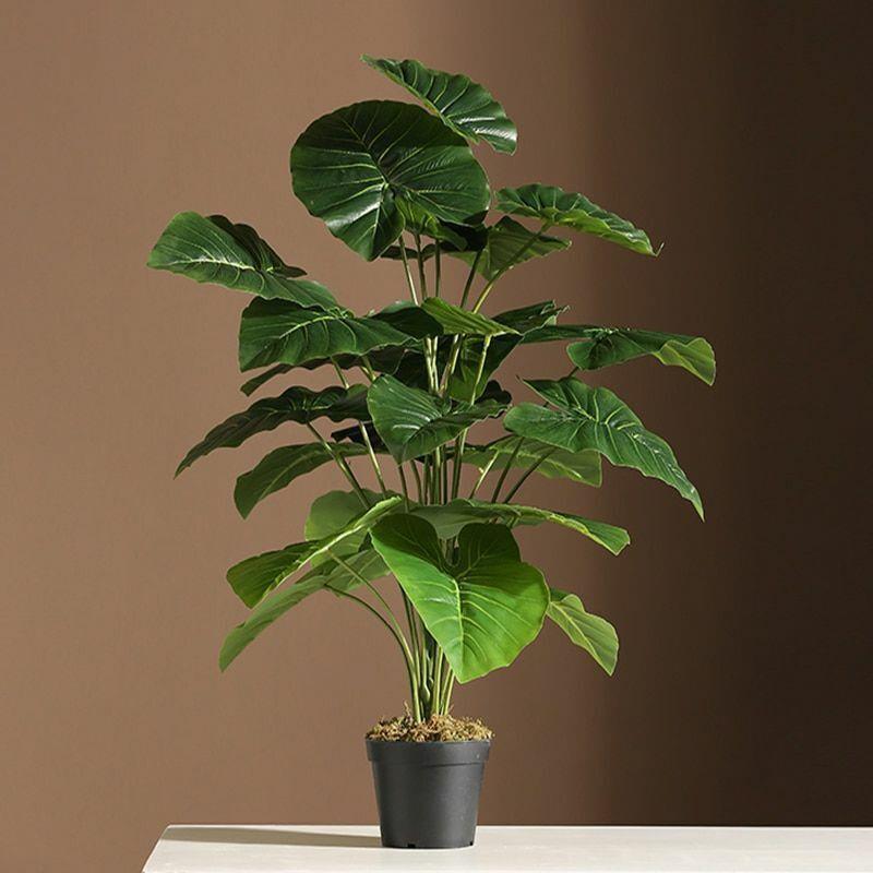 Yapay Çiçek Saksıda Pothos Yeşil 18Dal 60cm Salon Çiçeği Yapay Bitki