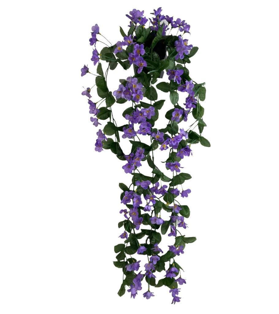 Yapay Çiçek Saksıda Sarkan Çiçek Mor Begonvil 70*25