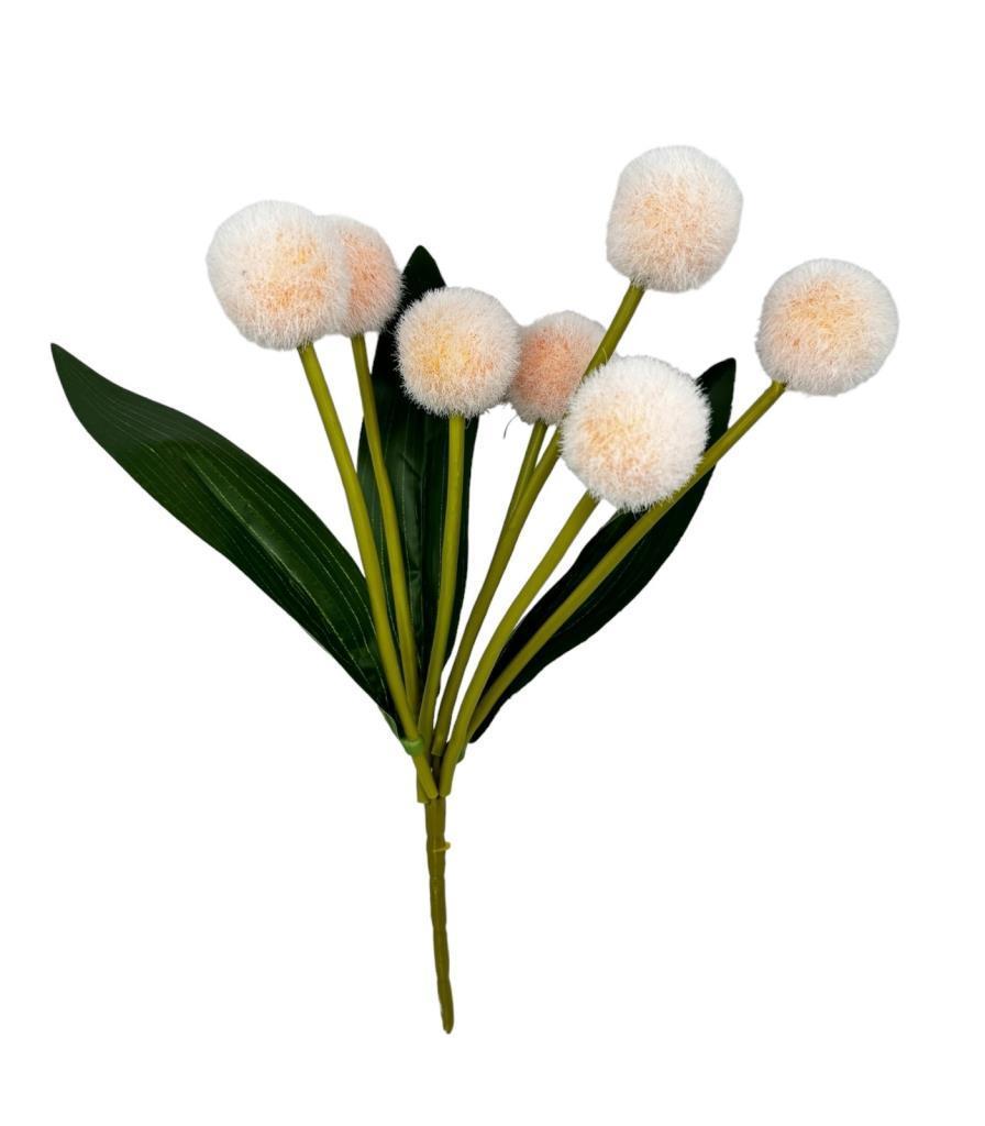 Yapay Çiçek Şampanya Rengi Pompon Çiçeği Dekoratif Yapay Çiçek 7 Toplu 30*20cm