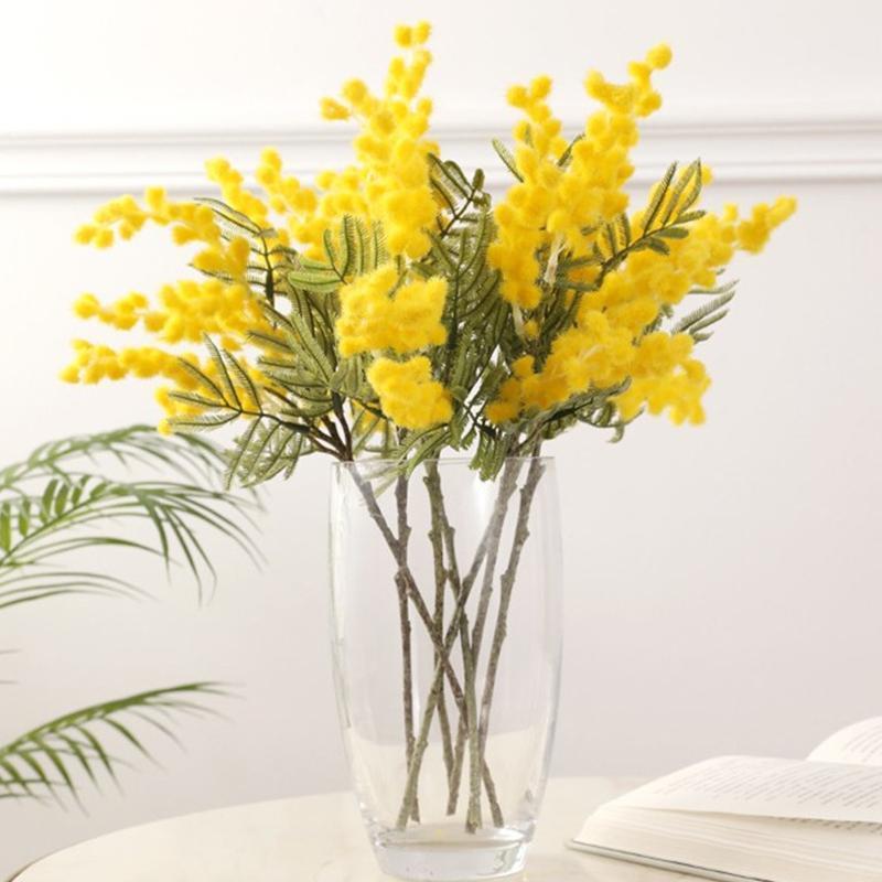 Yapay Çiçek Sarı Mimoza Uzun Dal 50cm Minosa Yapay Bitki