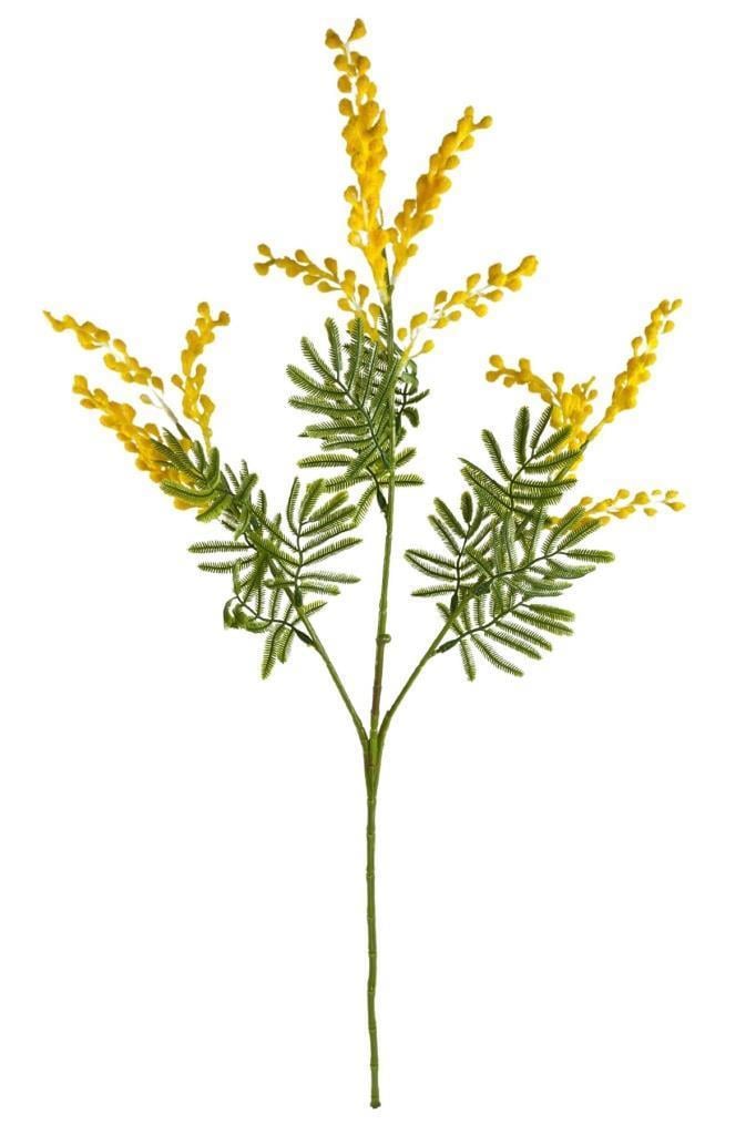 Yapay Çiçek Sarı Mimoza Uzun Dal 75cm 3Dallı Minosa Yapay Bitki 