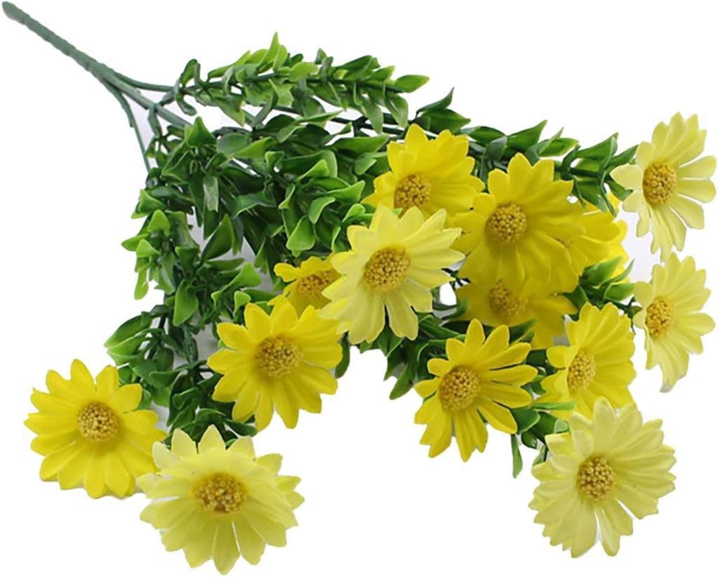 Yapay Çiçek Sarı Papatya 5 Dallı Plastik Dekoratif Yapay Bitki