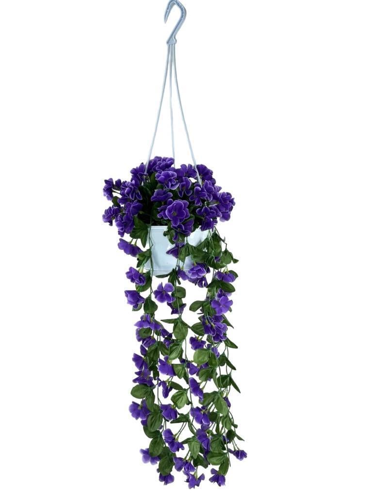 Yapay Çiçek Sarkan Menekşe Mor Begonvil Sarkaç Askılı Saksıda Balkon Çiçeği Çiçek Sepeti