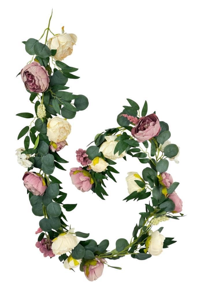 Yapay Çiçek Sarkan Ve Dolanan Şakayık Pudra Krem Okaliptus Yapay Sarmaşık Masa Çiçeği