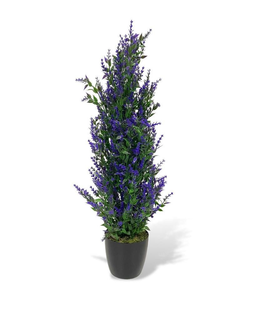 Yapay Çiçek Siyah Saksıda Mor Lavanta Ağacı 55cm