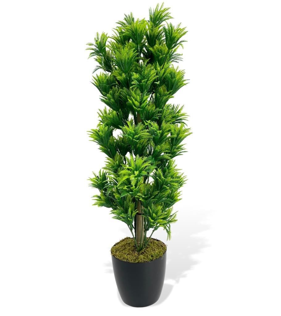 Yapay Çiçek Siyah Saksıda Yeşil Sıkas Ağacı 55cm