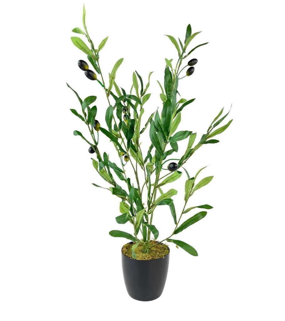 Yapay Çiçek Siyah Saksıda Zeytin Dalı 60cm 