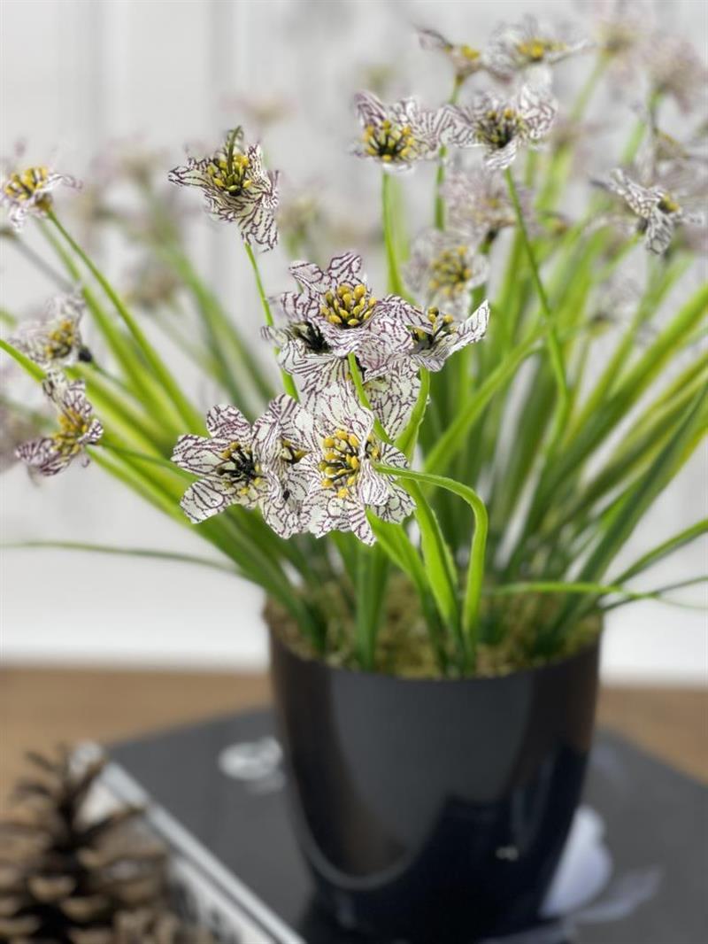 Yapay Çiçek Yasemin Çiçekli Yapay Bitki Siyah Plastik Saksılı Dekoratif Süs  Çiçeği