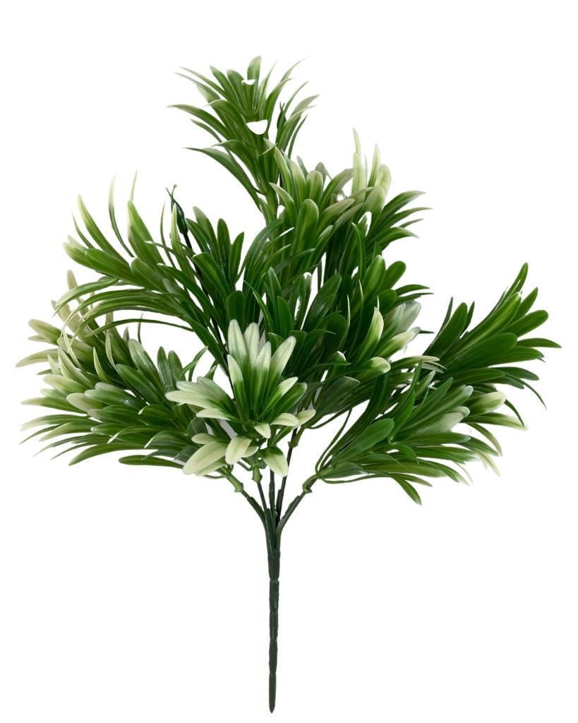 Yapay Çiçek Yeşil Beyaz Renk Podocarpus Demeti 7dal 48 Çiçek Garnitür Aradal Dekoratif Yapay Bitki