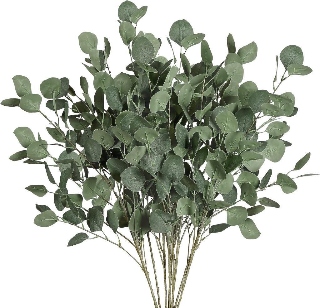 Yapay Çiçek Yeşil Okaliptus Tek Dal Kumaş Yapraklı Uzun Dal 80cm Eucalyptus