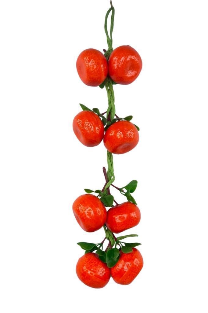 Yapay Mandalina Salkımı Süs 8 Mandalinalı Dekoratif  Yapay Meyve Sebze 