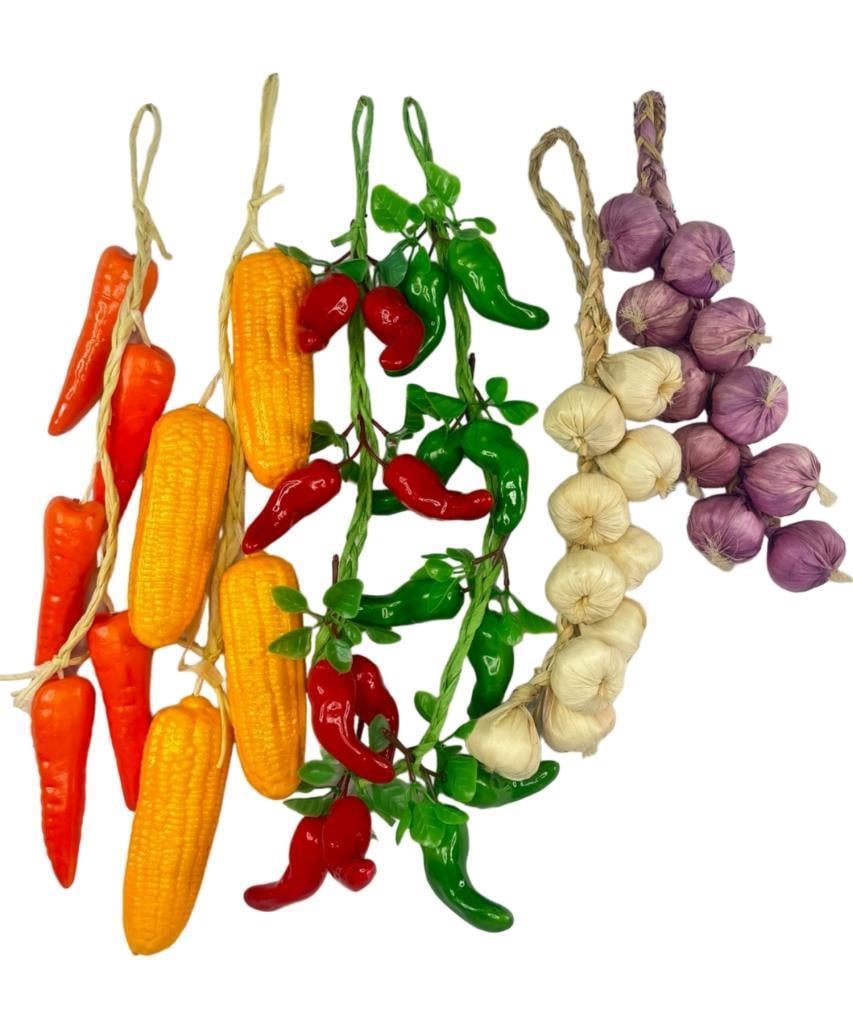 Yapay Sebze Salkımı 6lı Set Süs Sahte Yapay Meyve Sebze Karışık Paket