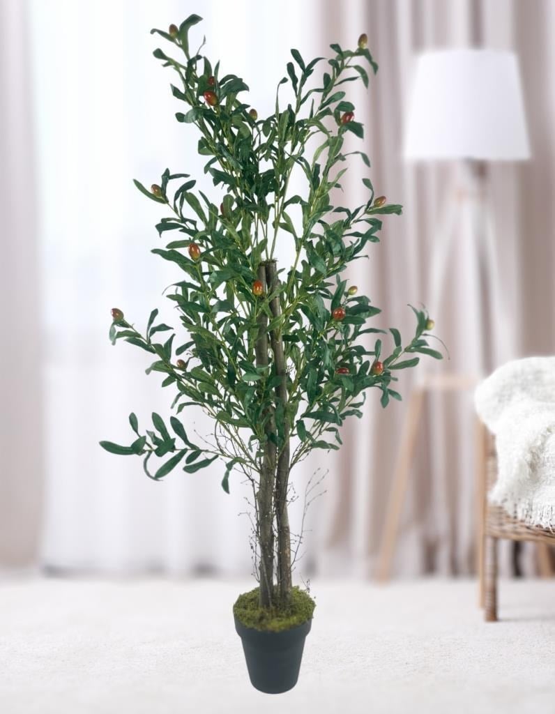 Yapay Zeytin Ağacı 125cm İki Gövdeli Salex Doğal Gerçek Görünümlü Yapay Ağaç
